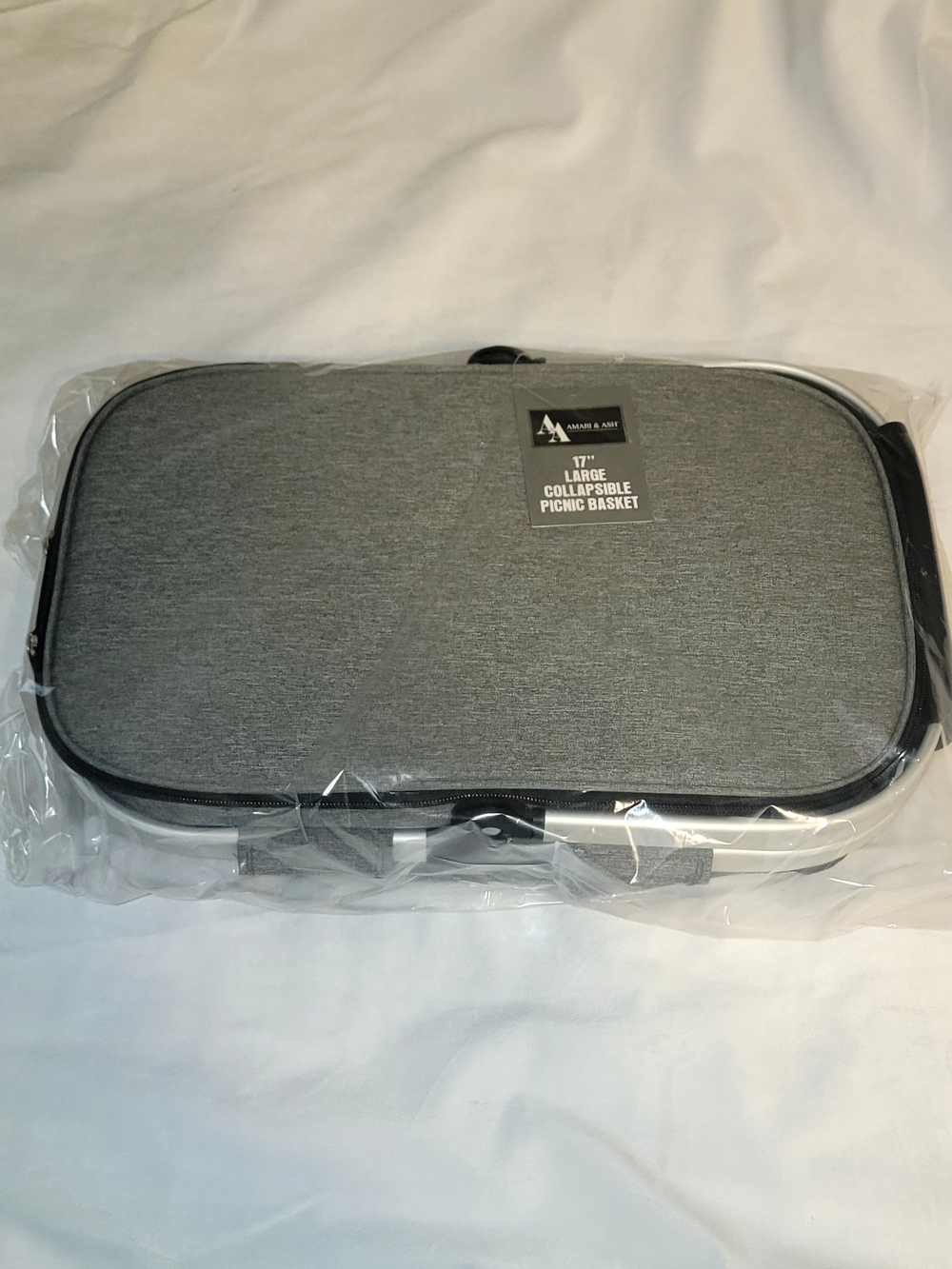 Amari & Ash Gray 17" Insulated Collapsible Picnic Basket